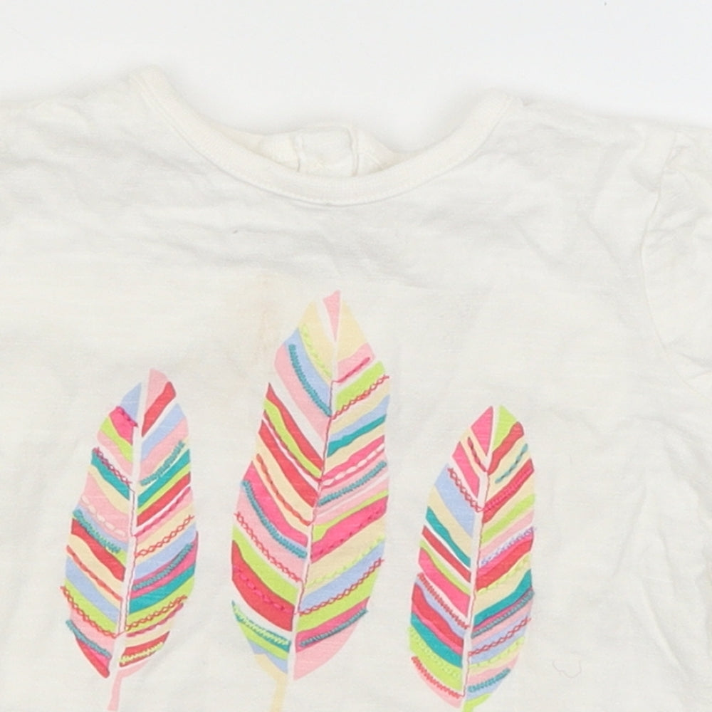 F&F Baby White   Basic T-Shirt Size 12-18 Months  - Feathers