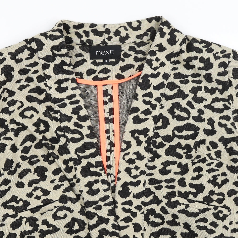 NEXT Womens Yellow Animal Print  Jacket Blazer Size 14