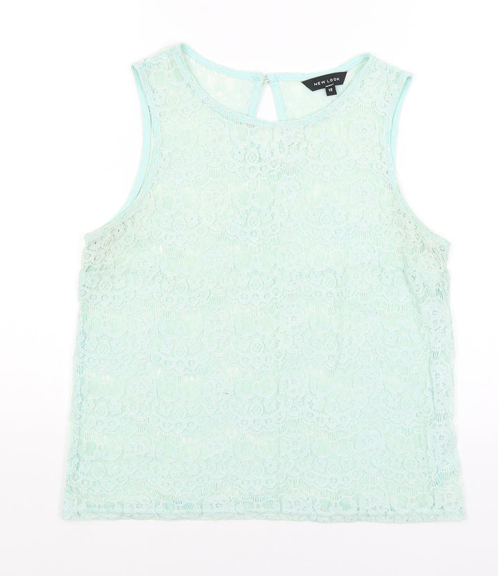 New Look Womens Green Floral Basic Tank Size 12