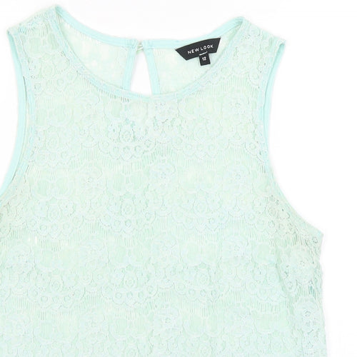 New Look Womens Green Floral  Basic Tank Size 12