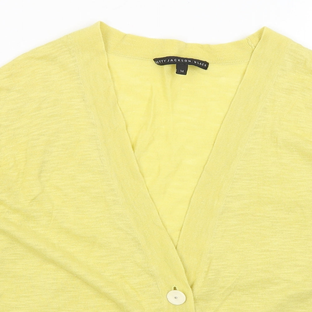 Betty Jackson Black Womens Yellow   Cardigan Jumper Size 12