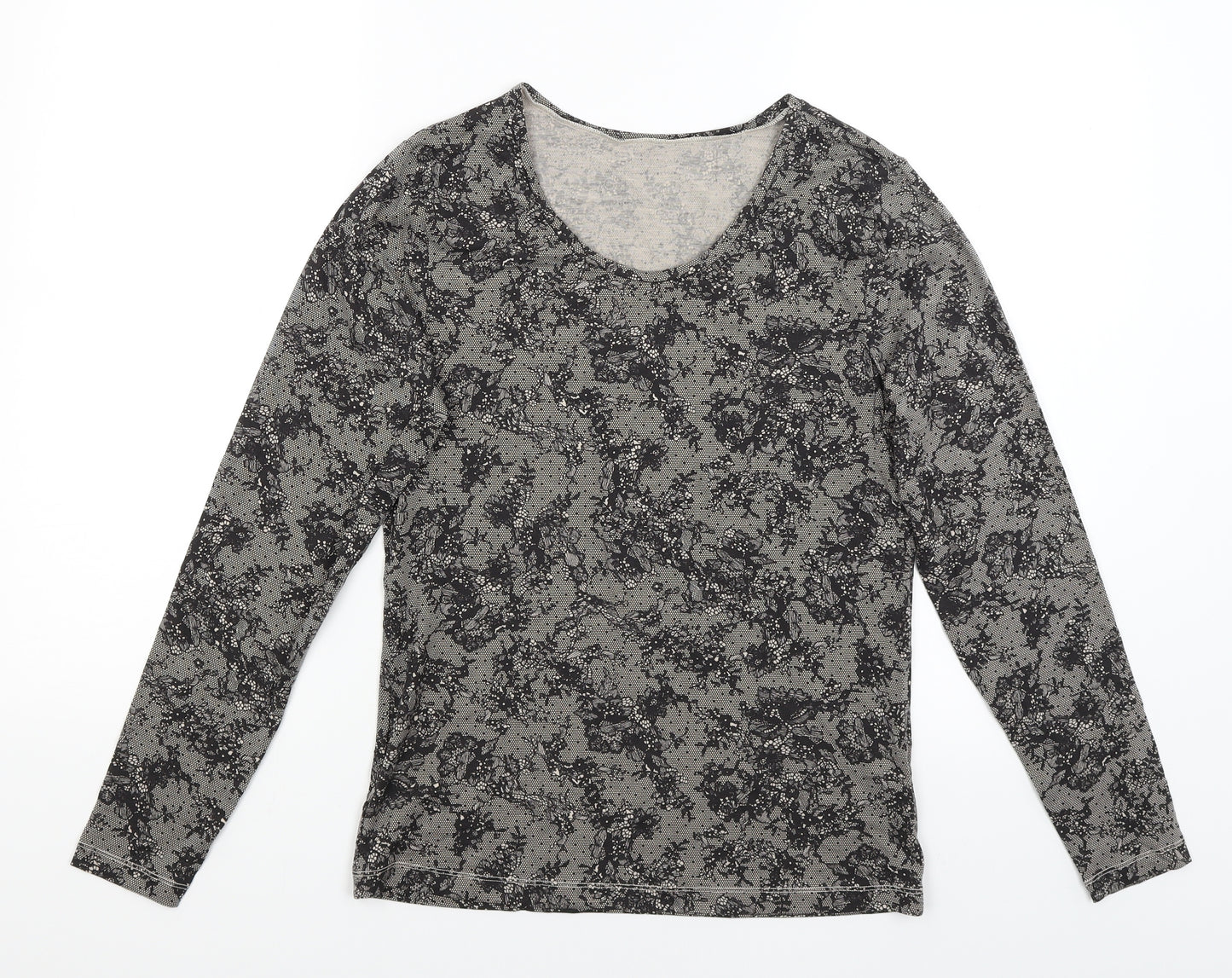 M&S Womens Black Floral  Basic T-Shirt Size 18