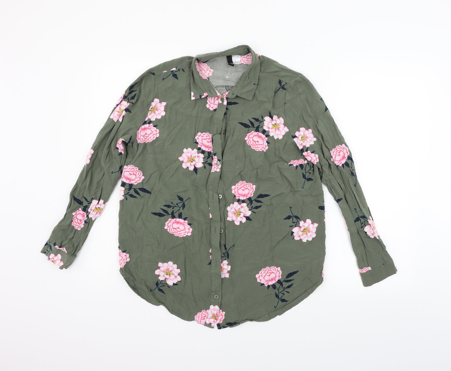 Divided Womens Green Floral  Camisole Button-Up Size 14