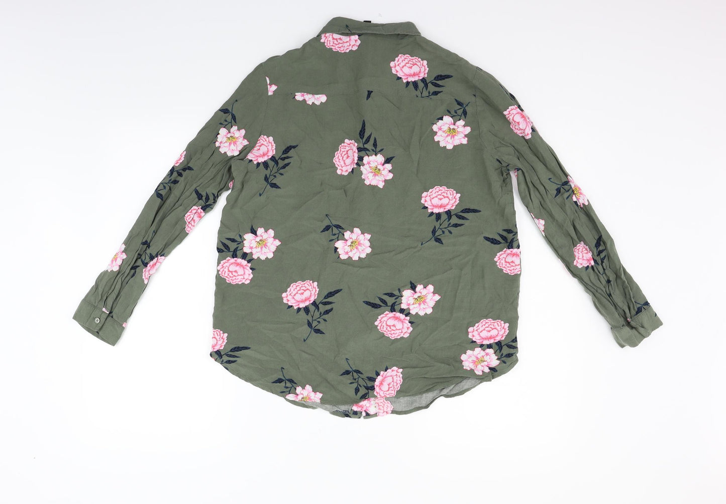 Divided Womens Green Floral  Camisole Button-Up Size 14