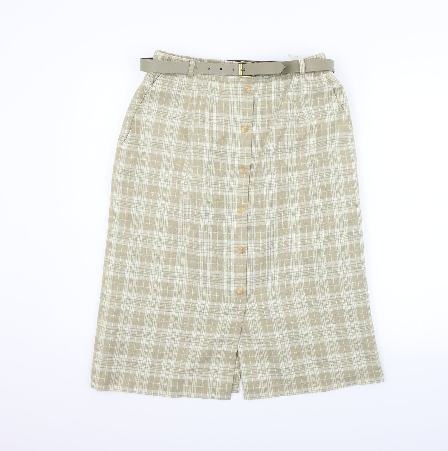 Bonmarché Womens Beige Check  Flare Skirt Size 16