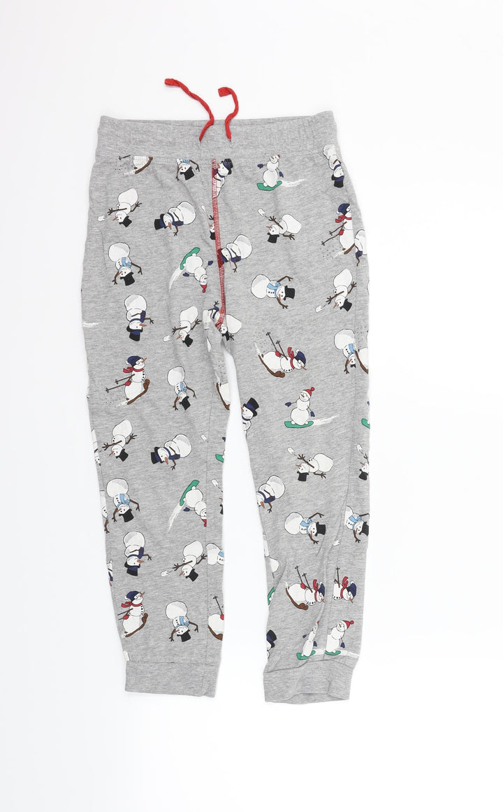 Marks and Spencer Girls Grey Geometric Pyjama Pants - snowman