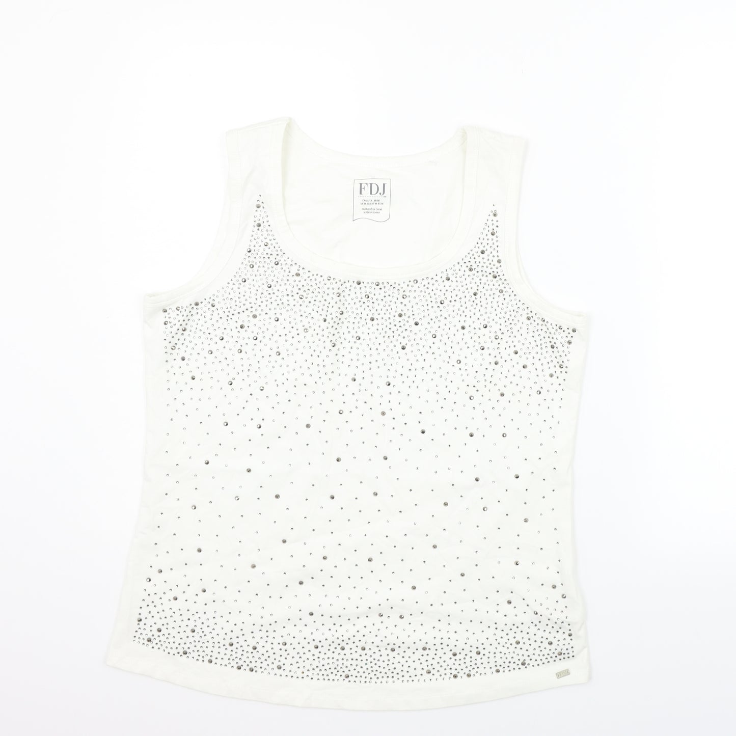 FDJ Womens White   Basic T-Shirt Size M  - jewl detail