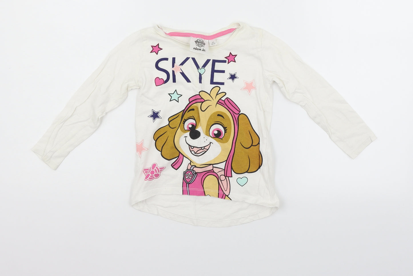 Paw Patrol Girls White   Basic T-Shirt Size 4 Years