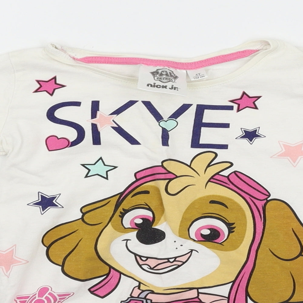 Paw Patrol Girls White   Basic T-Shirt Size 4 Years
