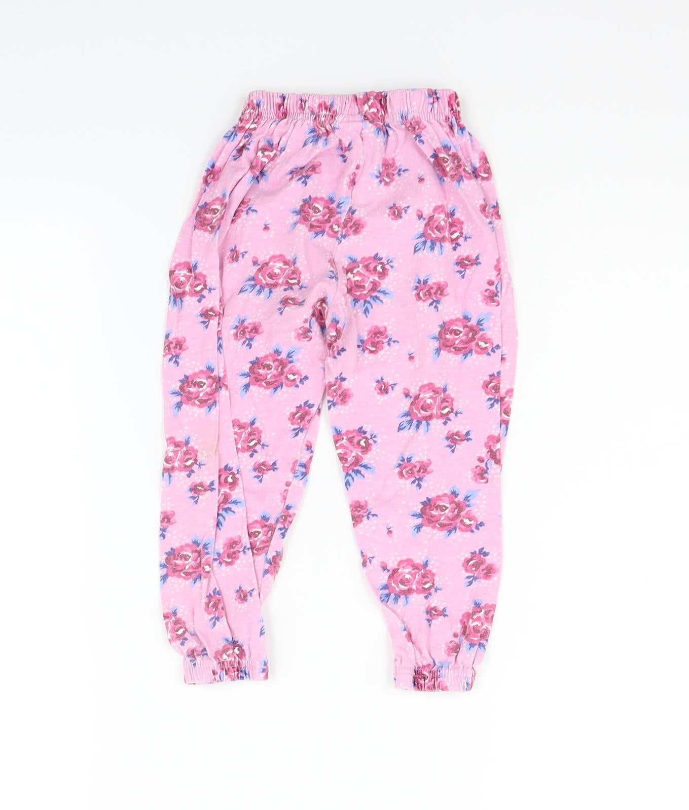 Mini Vanilla Girls Pink Geometric  Jogger Trousers Size 2-3 Years
