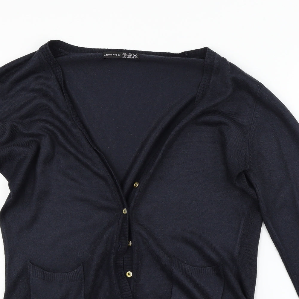 F&F Womens Blue Houndstooth  Cardigan Jumper Size 12