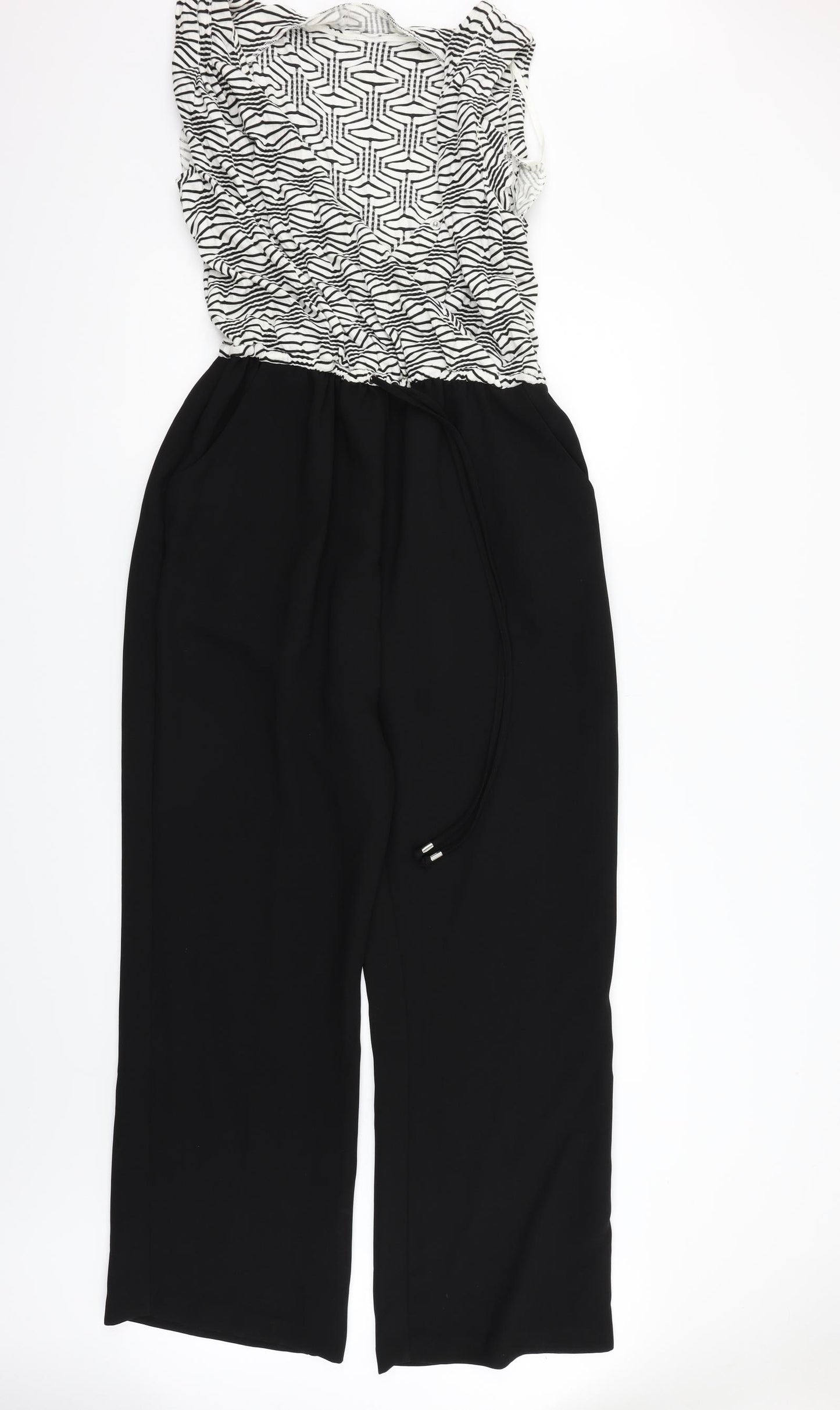 TU Womens White Geometric  Jumpsuit One-Piece Size 14 L28 in