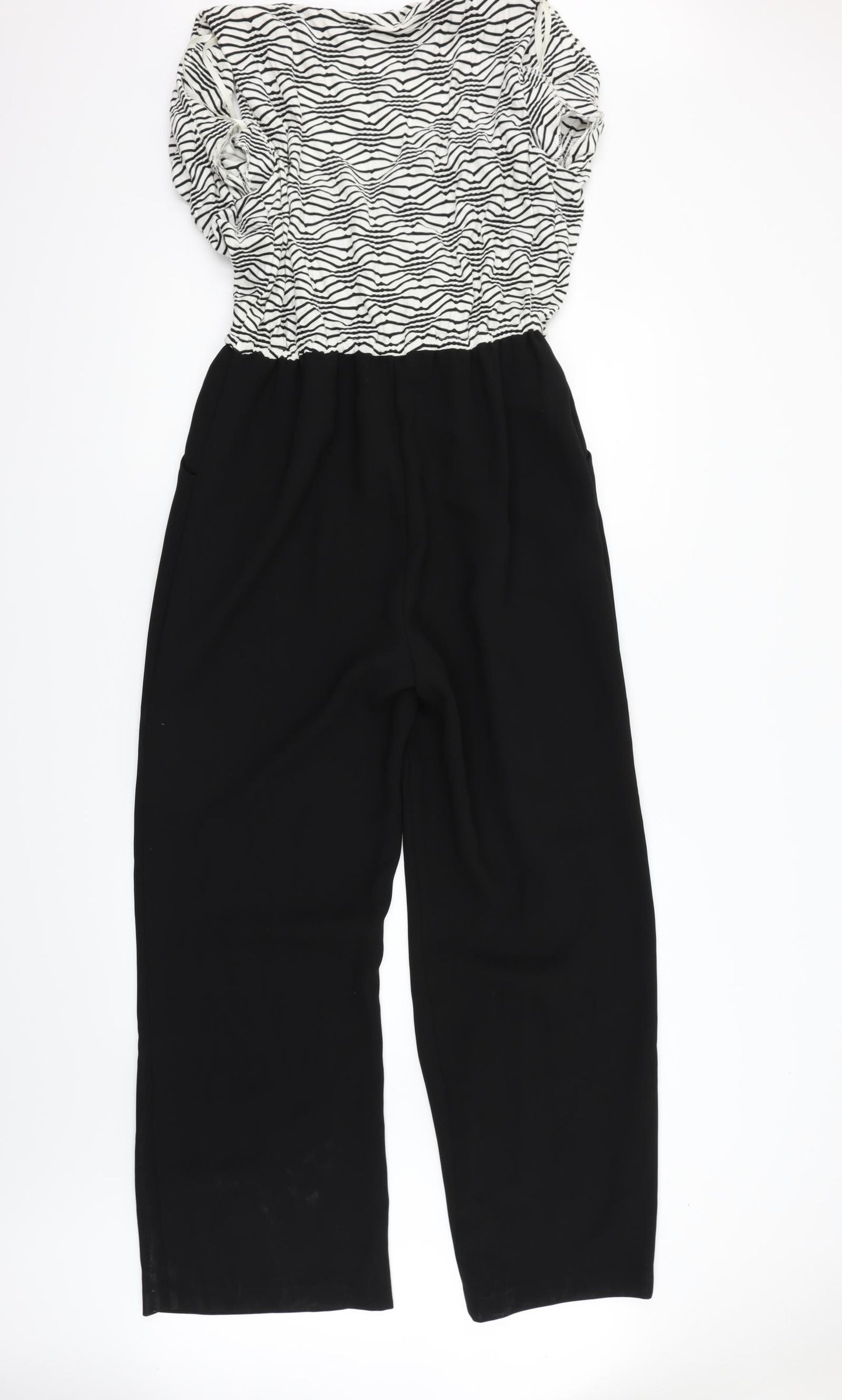 TU Womens White Geometric  Jumpsuit One-Piece Size 14 L28 in