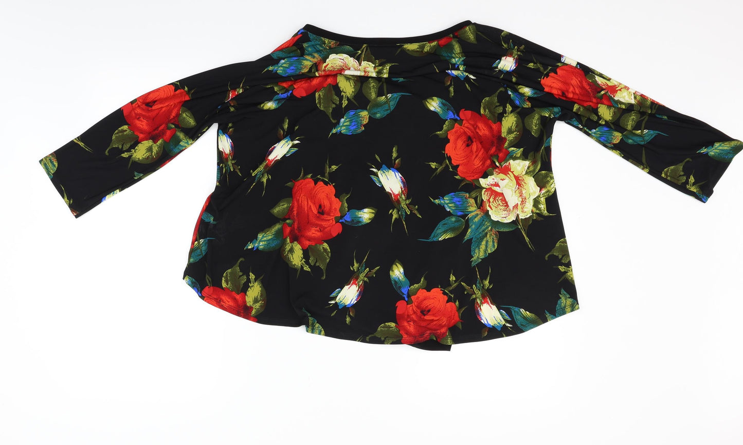 Frank Lyman Womens Black Floral  Basic Blouse Size 12