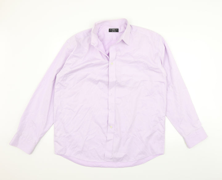Marks and Spencer Mens Purple Button-Up Size 16.5
