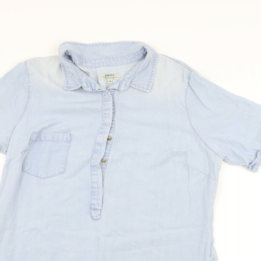Papaya Womens Blue   T-Shirt Dress  Size 14