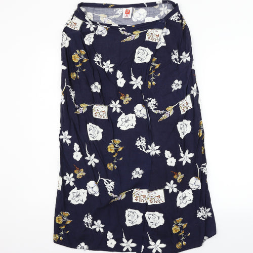 Preworn Womens Blue Floral  Flare Skirt Size 16
