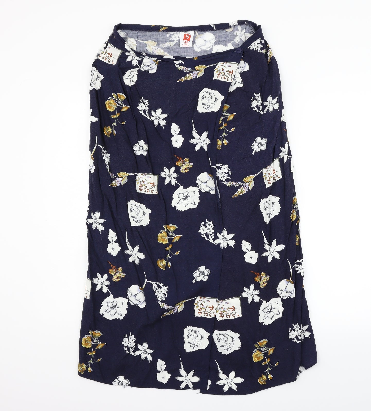 Preworn Womens Blue Floral  Flare Skirt Size 16