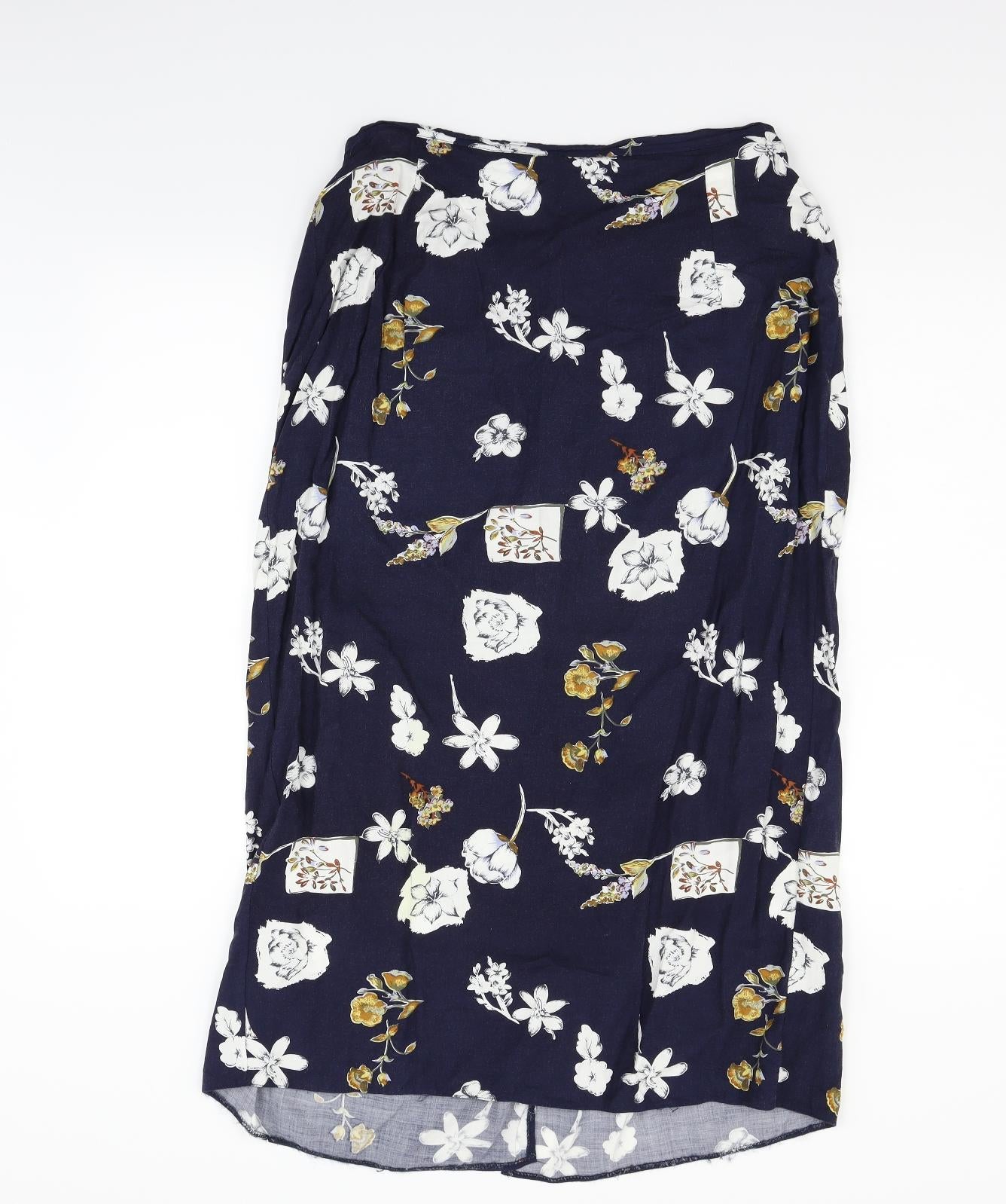 Preworn Womens Blue Floral  Flare Skirt Size 16