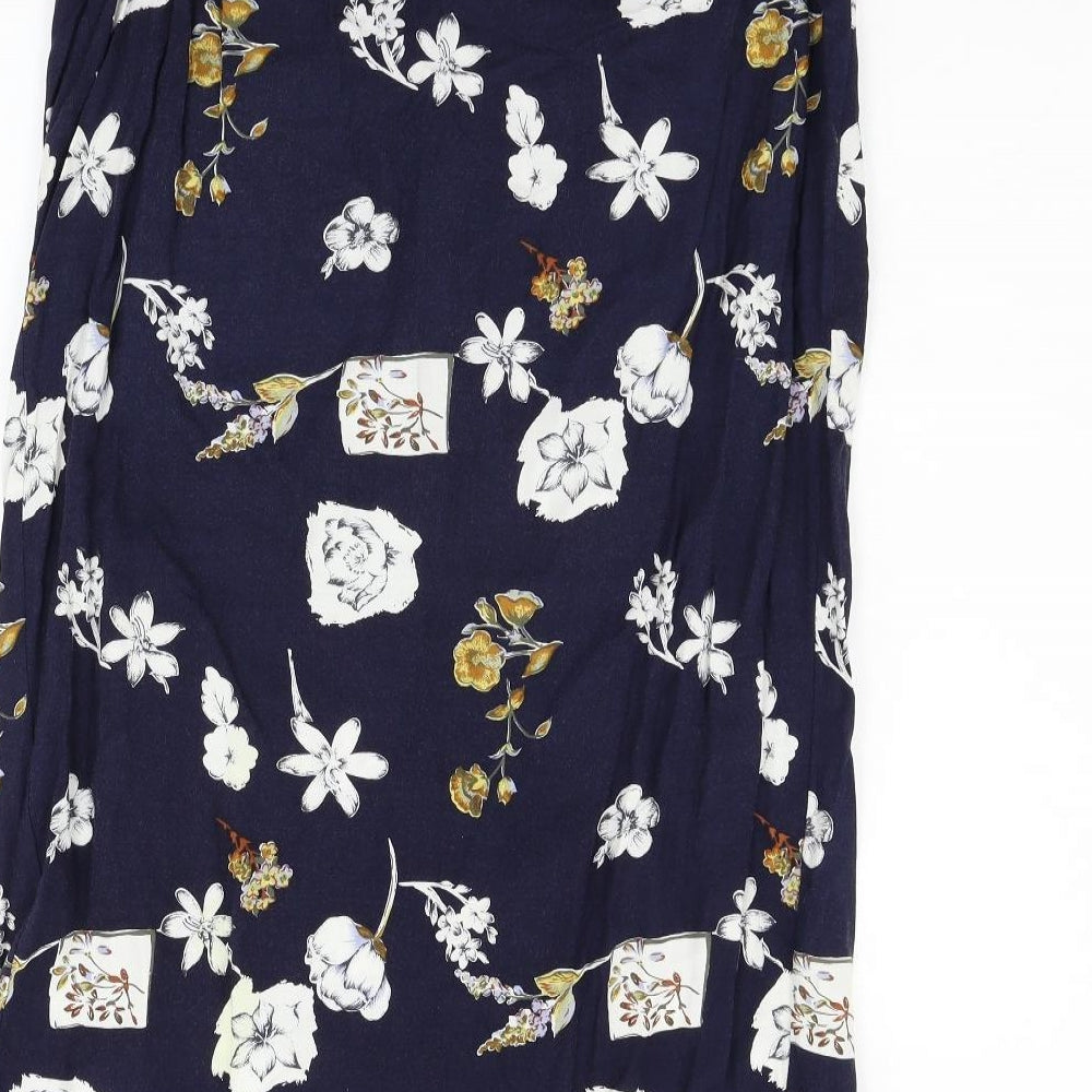 Preworn Womens Blue Floral  Flare Skirt Size 16