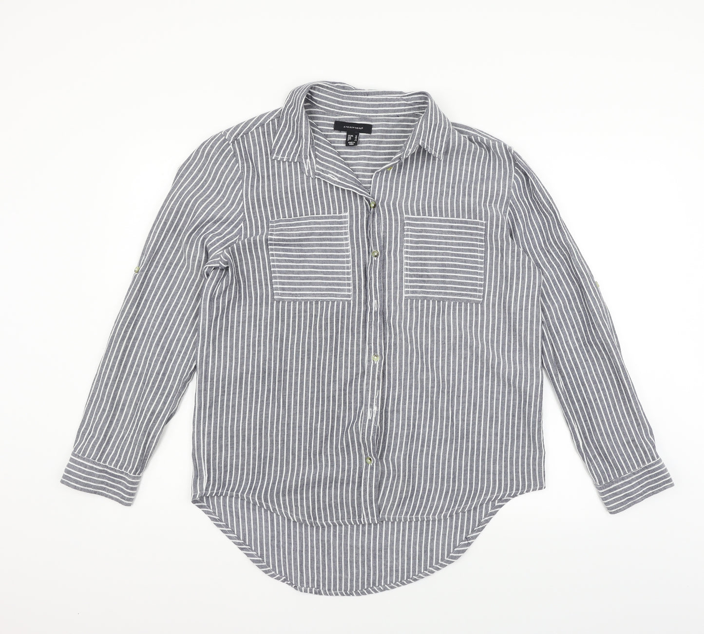 Atmosphere Womens Blue Striped  Basic Button-Up Size 12