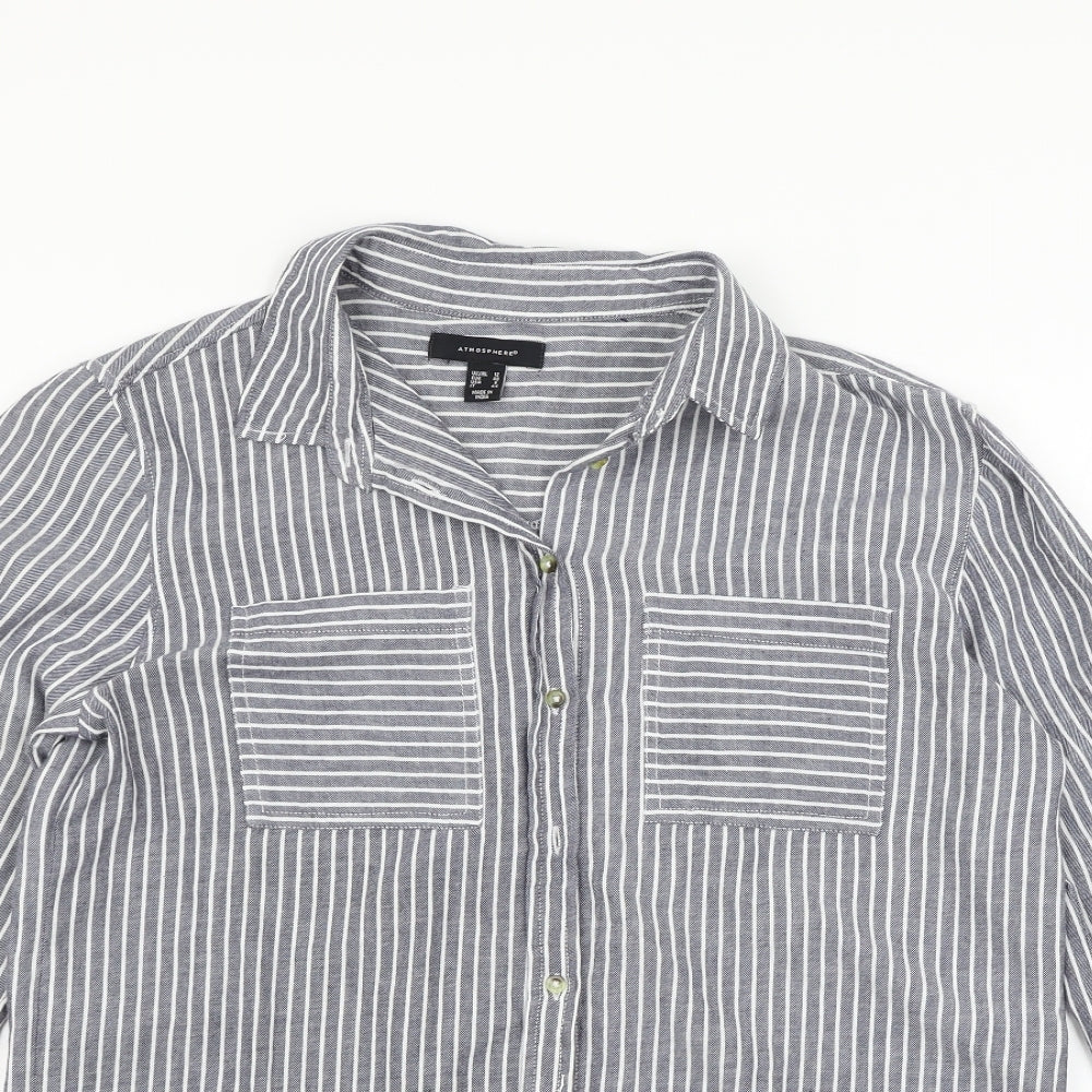 Atmosphere Womens Blue Striped  Basic Button-Up Size 12