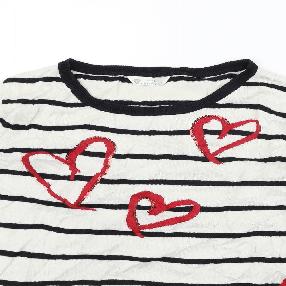 BHS Womens Beige Polka Dot  Pullover Jumper Size 16  - HEARTS