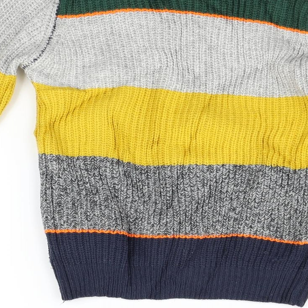 F&F Boys Green Striped  Pullover Jumper Size 6-7 Years