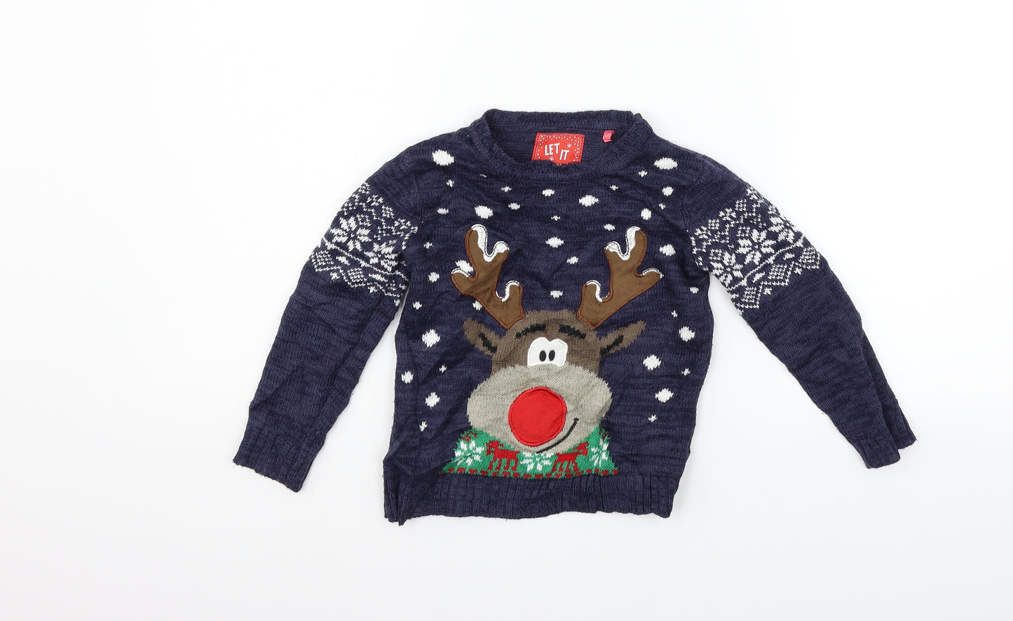 TU Girls Blue   Pullover Jumper Size 3 Years  - christmas