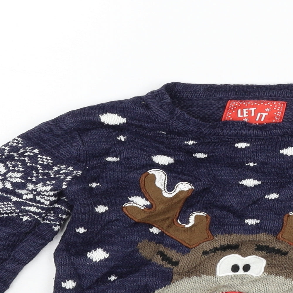 TU Girls Blue   Pullover Jumper Size 3 Years  - christmas