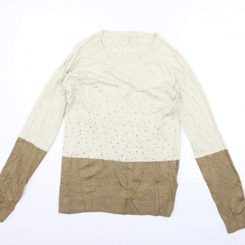 NEXT Womens Beige   Pullover Jumper Size 10  - jewl detail