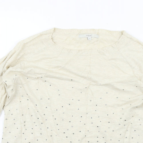 NEXT Womens Beige   Pullover Jumper Size 10  - jewl detail