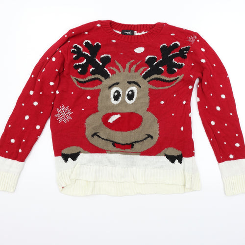 glimpse design Womens Purple   Pullover Jumper Size M  - Raindeer