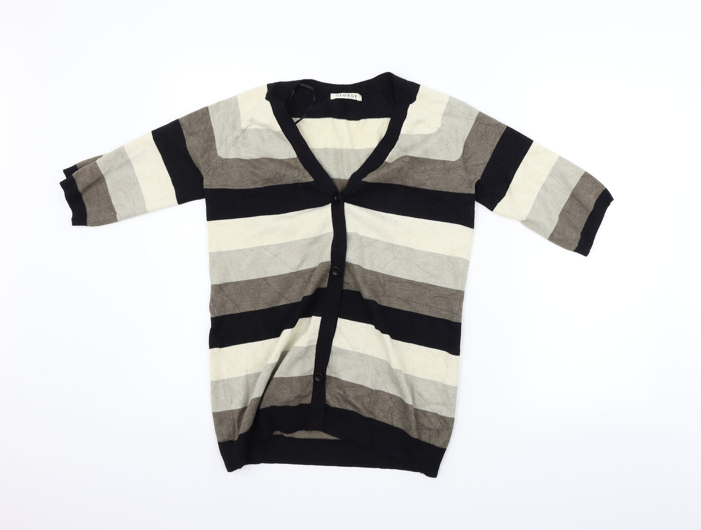 George Womens Beige Striped  Cardigan Jumper Size 16