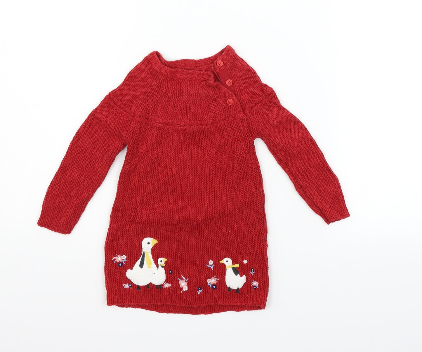 TU Girls Red   Fit & Flare  Size 9-12 Months  - ducks