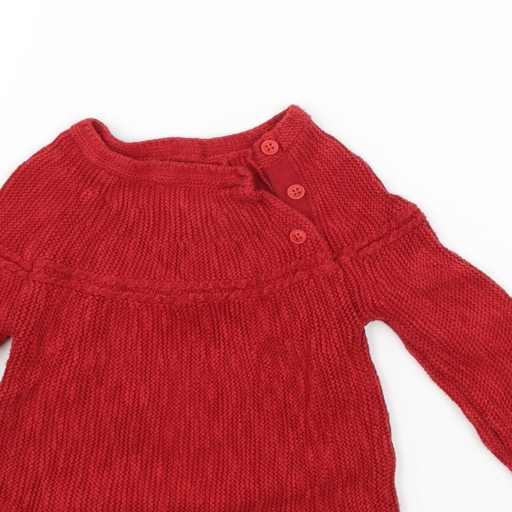 TU Girls Red   Fit & Flare  Size 9-12 Months  - ducks