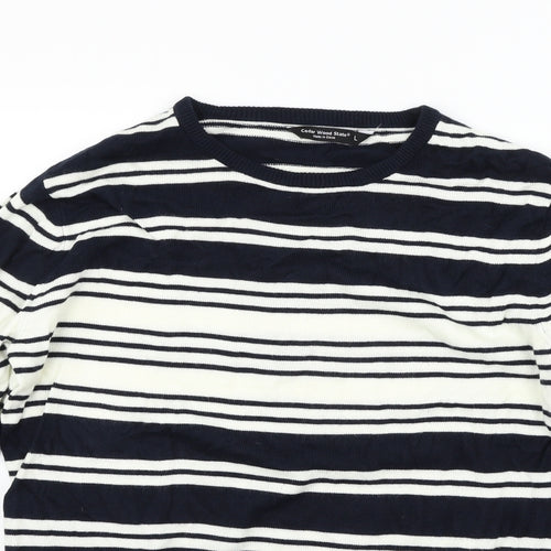 Cedar Wood State Mens Blue Striped  Pullover Jumper Size L