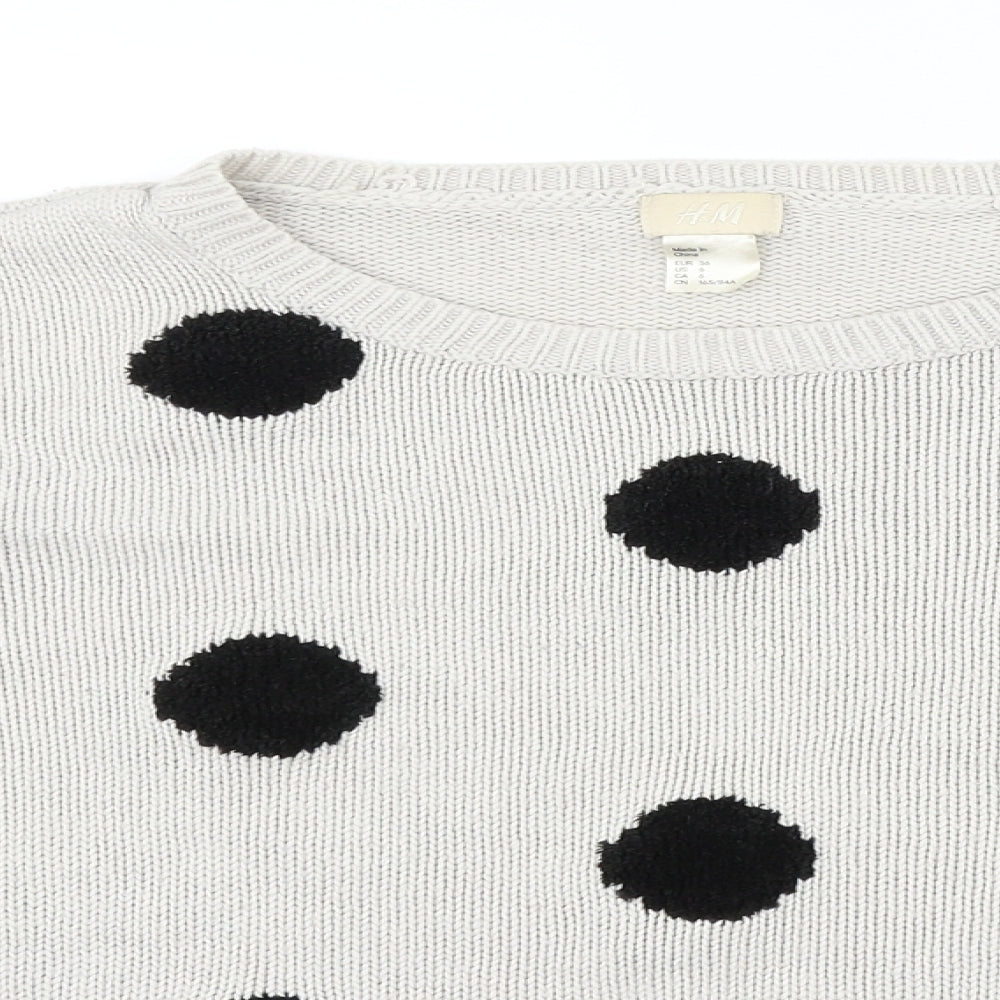 H&M Womens Beige Polka Dot  Pullover Jumper Size 8