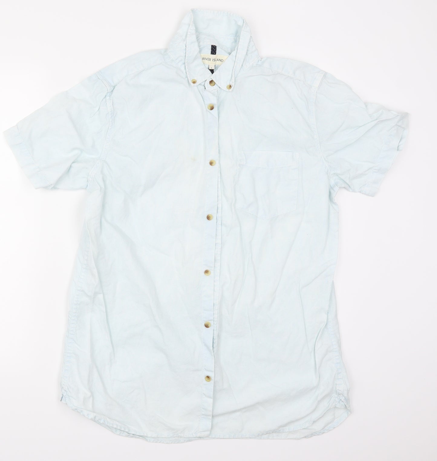 River Island Mens Blue    Button-Up Size L