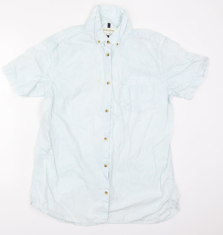River Island Mens Blue    Button-Up Size L