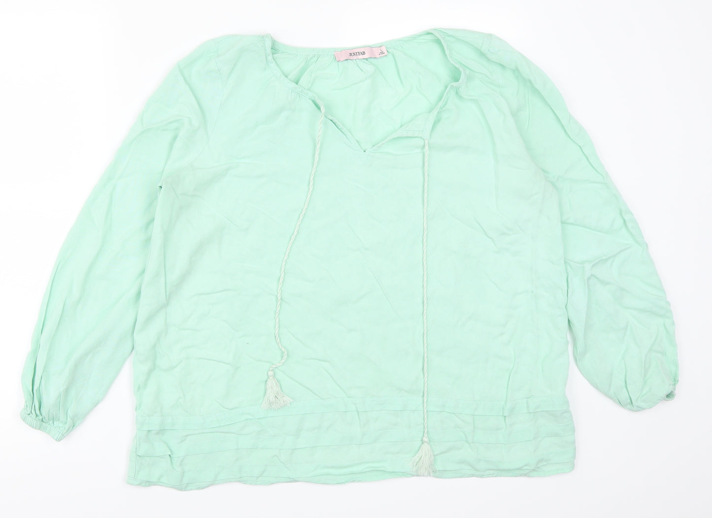 JustFab Womens Green  Rayon Basic Blouse Size L