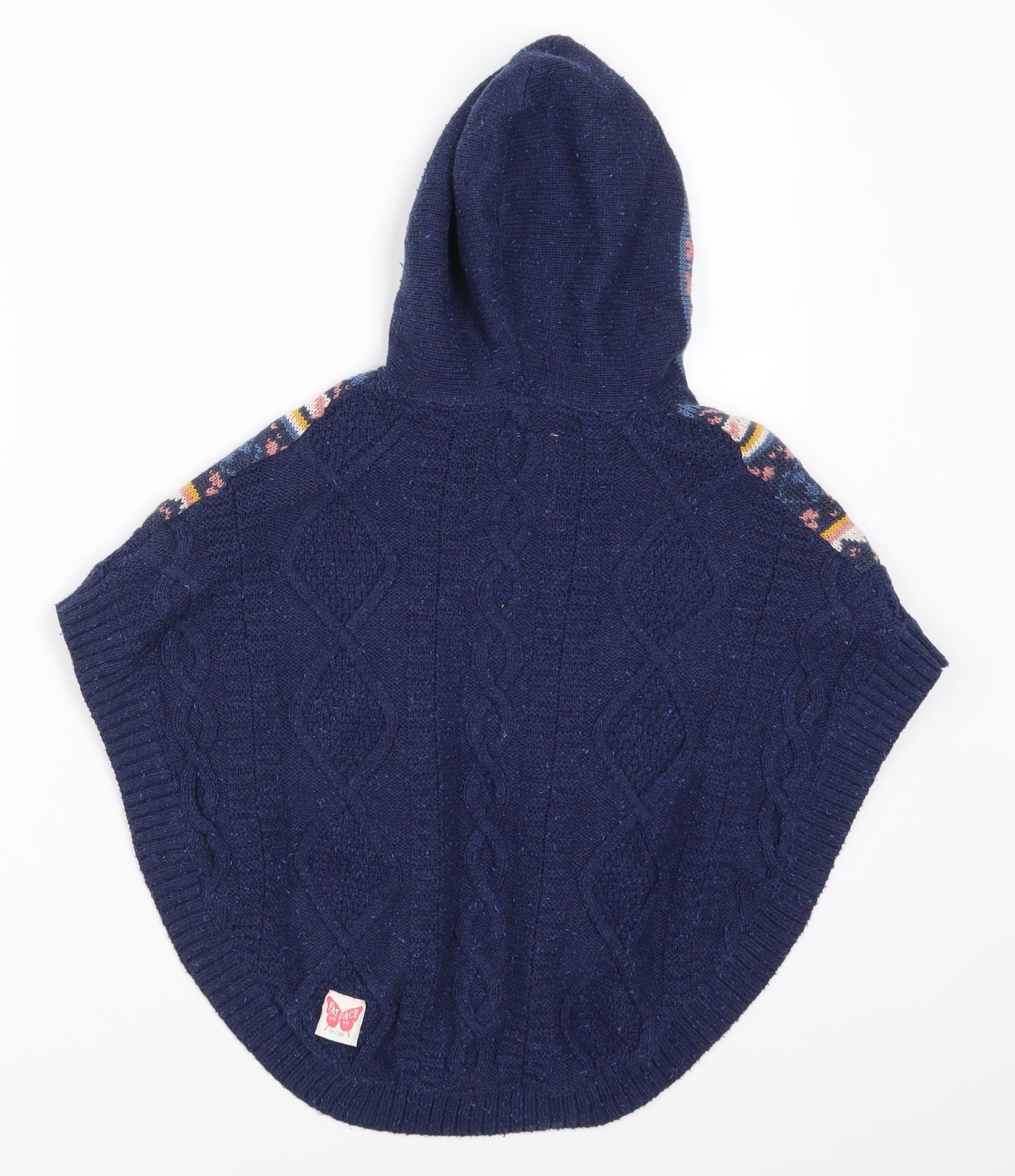 Fat Face Girls Blue Geometric  Pullover Jumper Size 8-9 Years  - Poncho