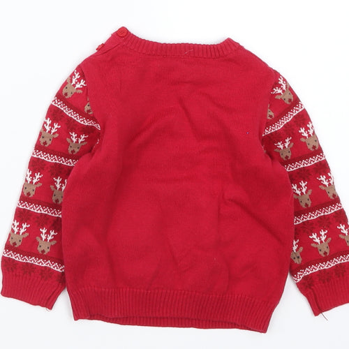 Mini Club Baby Red  Knit Pullover Jumper Size 6-9 Months  - Santa Claus Christmas