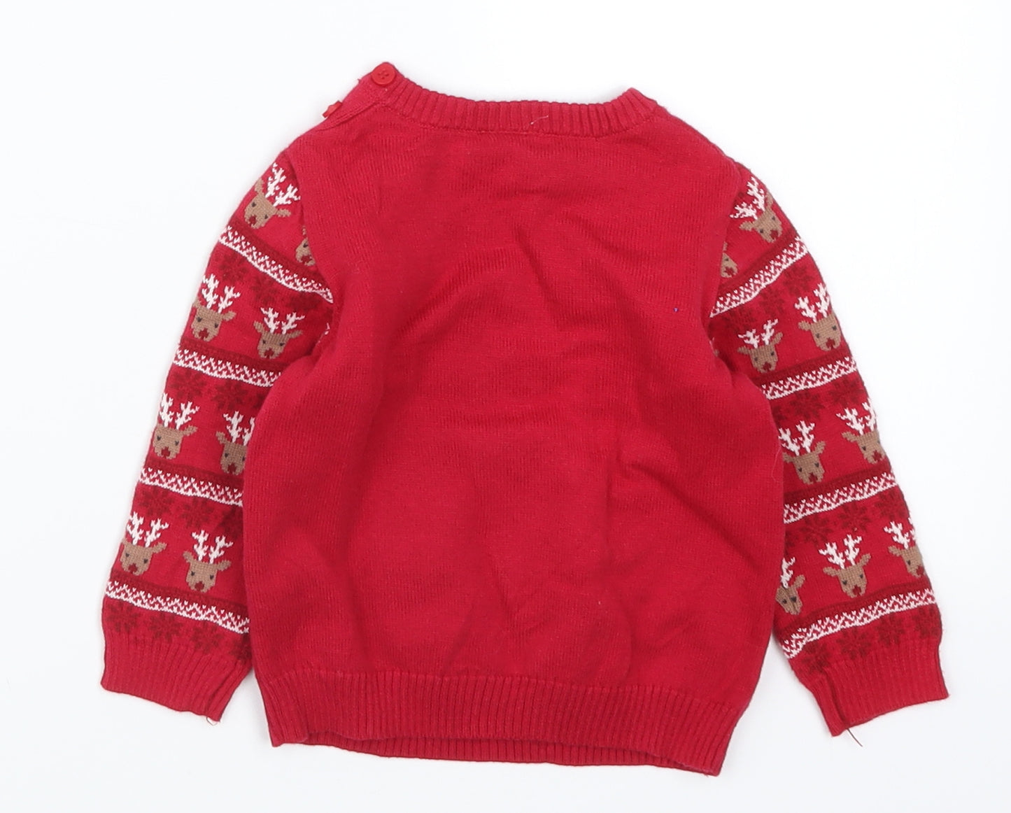 Mini Club Baby Red  Knit Pullover Jumper Size 6-9 Months  - Santa Claus Christmas