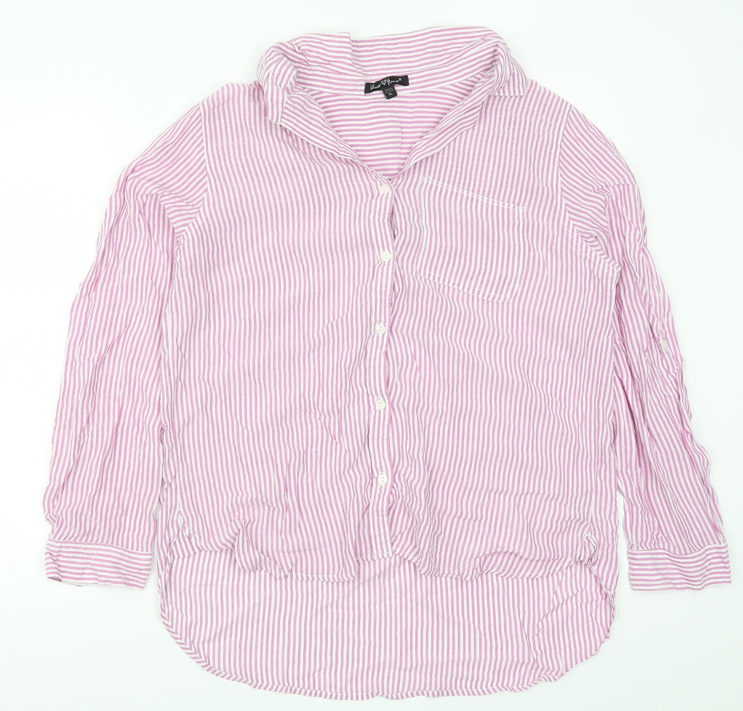 Velvet Heart Womens Pink Striped  Basic Button-Up Size XL