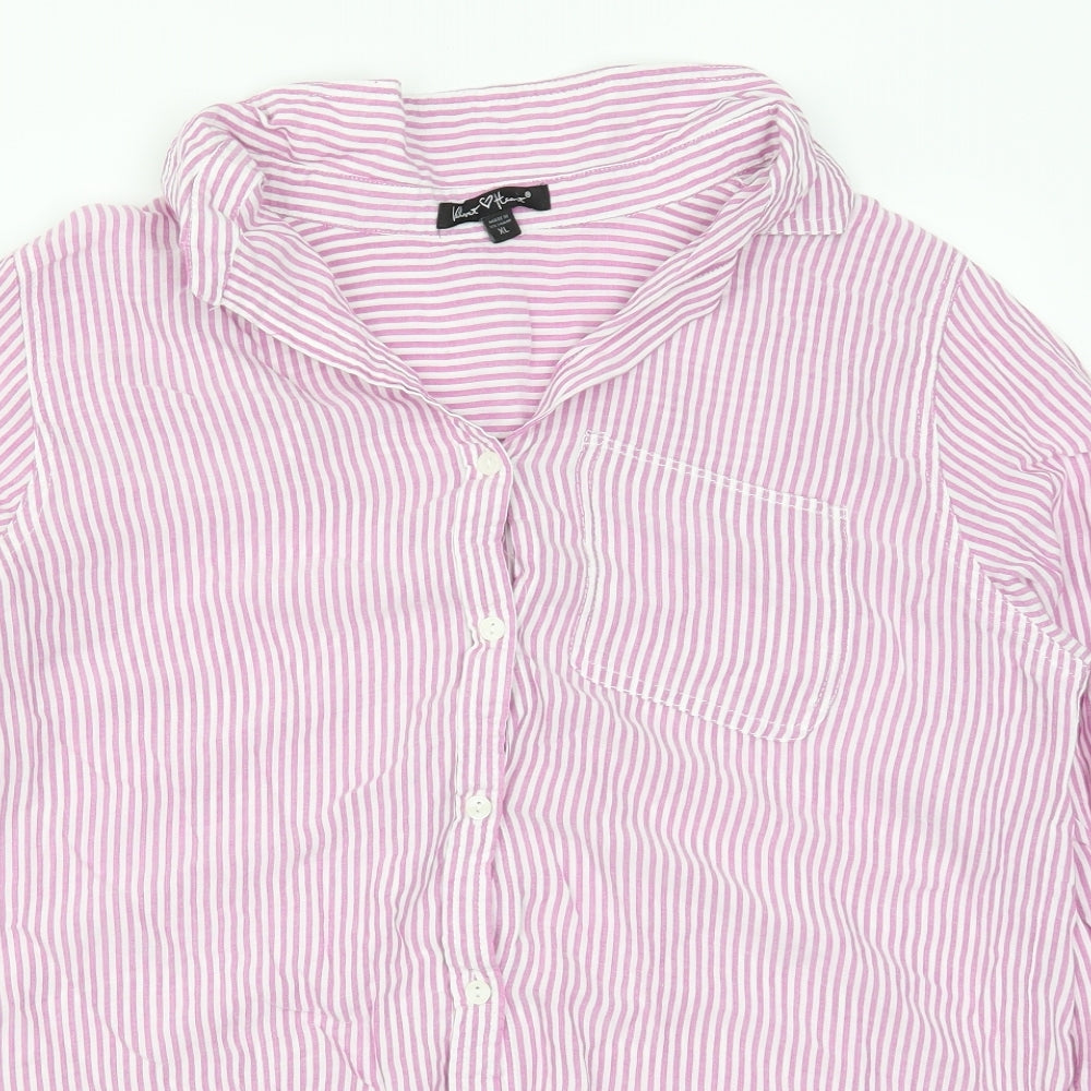 Velvet Heart Womens Pink Striped  Basic Button-Up Size XL
