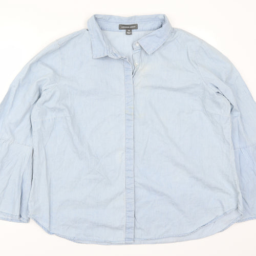 Alexander Jordan Womens Blue  Denim Basic Button-Up Size XL