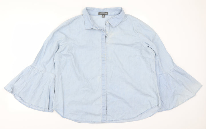 Alexander Jordan Womens Blue  Denim Basic Button-Up Size XL