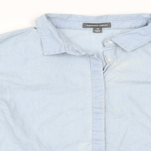 Alexander Jordan Womens Blue  Denim Basic Button-Up Size XL