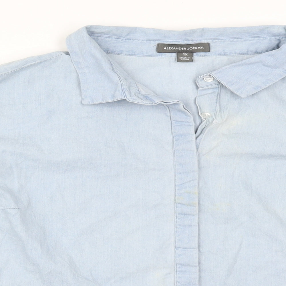Alexander Jordan Womens Blue  Denim Basic Button-Up Size XL